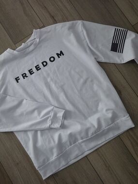 Freedom Graphic Sweatshirt — White with Black Print